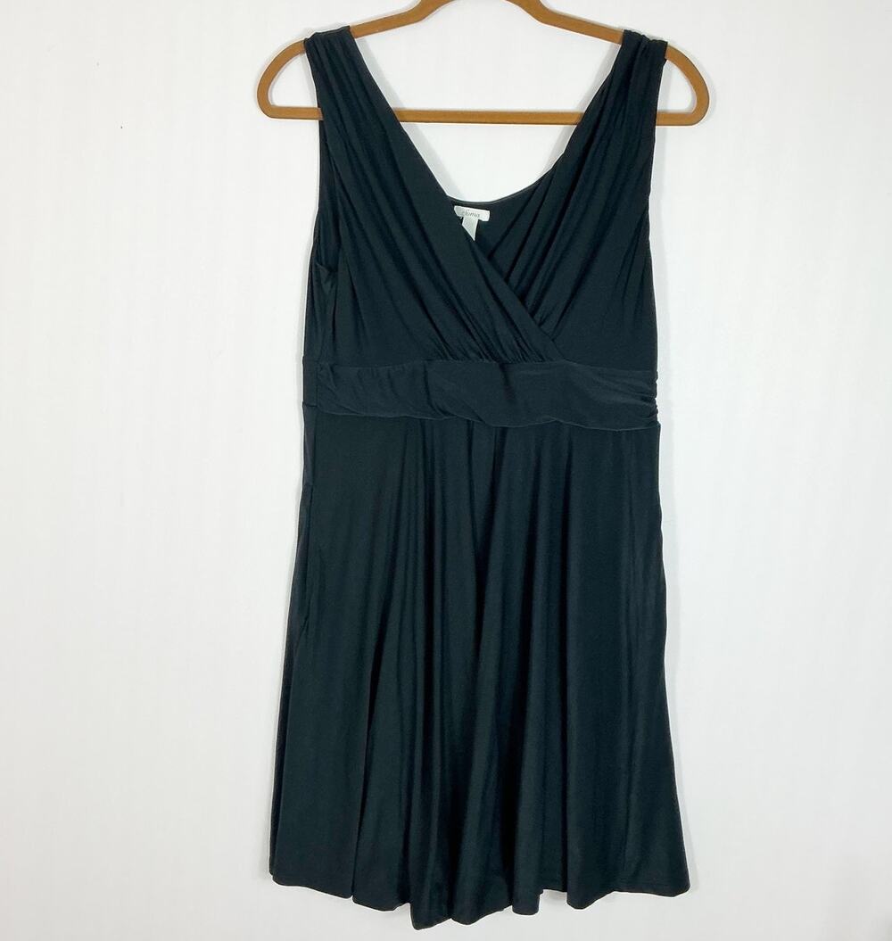 Soma Womens Soft Stretch Dress Short Black V- Neck Sleeveless Large